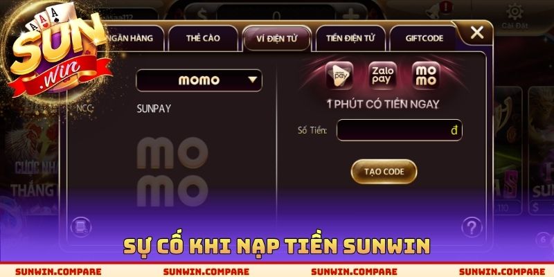 Nạp Tiền SUNWIN - Các Sự Cố Giao Dịch Có Thể Diễn Ra 2 Sự cố khi nạp tiền SUNWIN